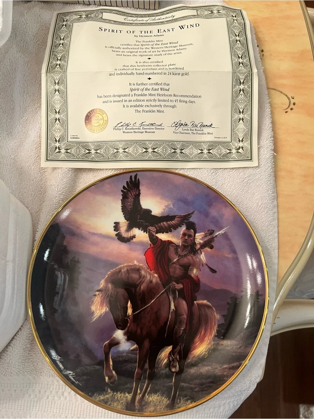 'Spirit of the East Wind' collectible plate from the Franklin Mint Collection.